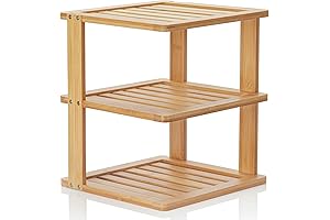 Spacious Bamboo Corner Shelf Organizer – Maximize Storage Space