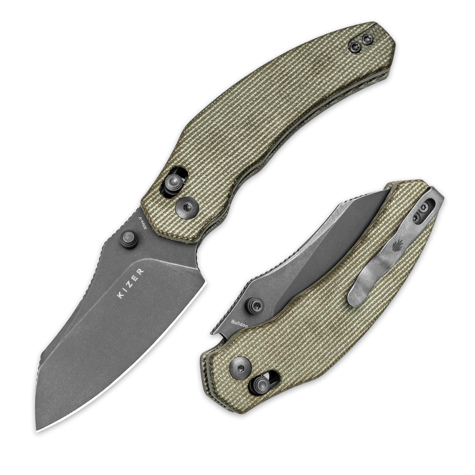 Kizer Bulldog Taschenmesser 7,62cm Nitro V Klinge Klappmesser Micarta Griff Camping Jagdmesser Clutch Lock EDC