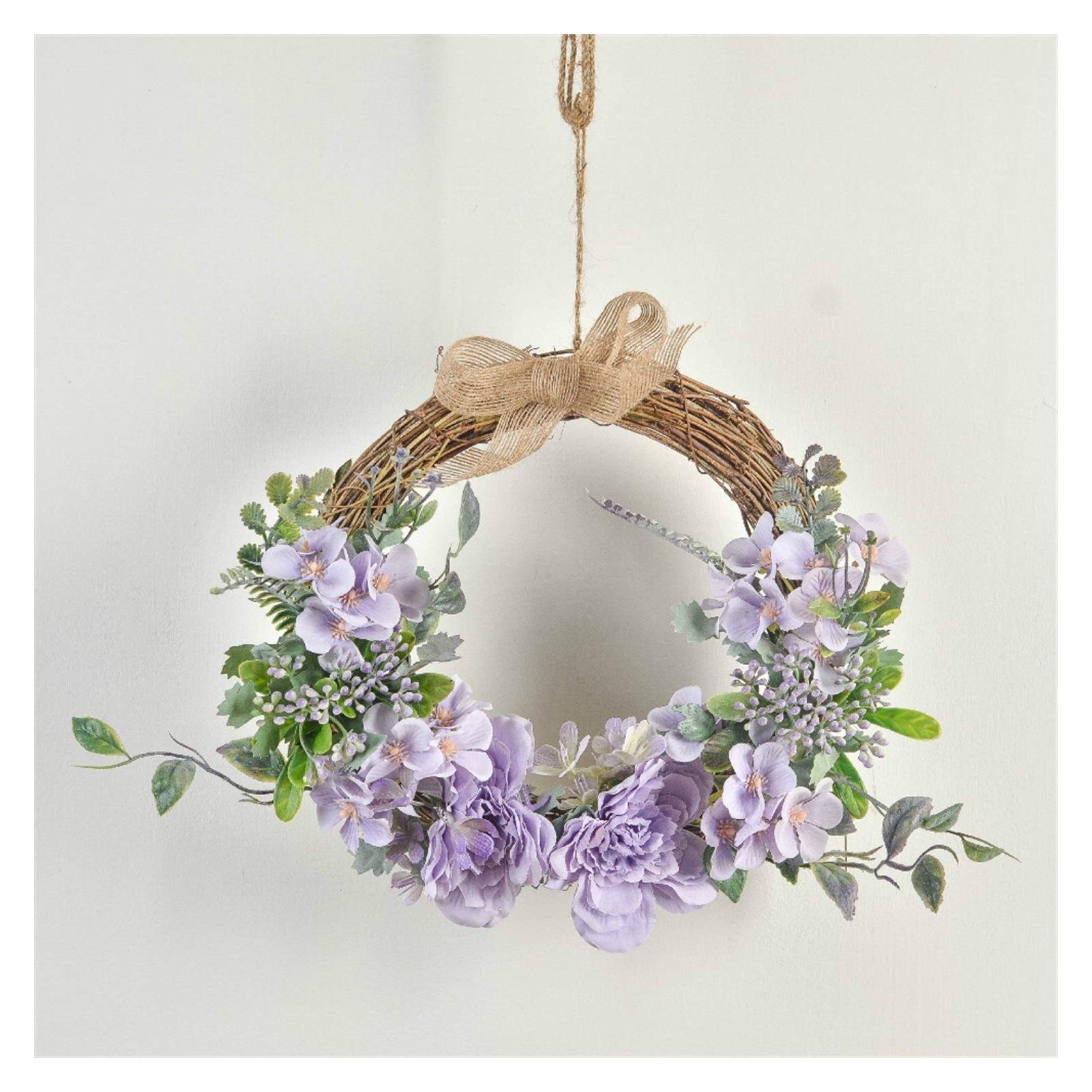 Guirlande de Noël artificielle en rotin couronne de fleurs suspendue pour porte