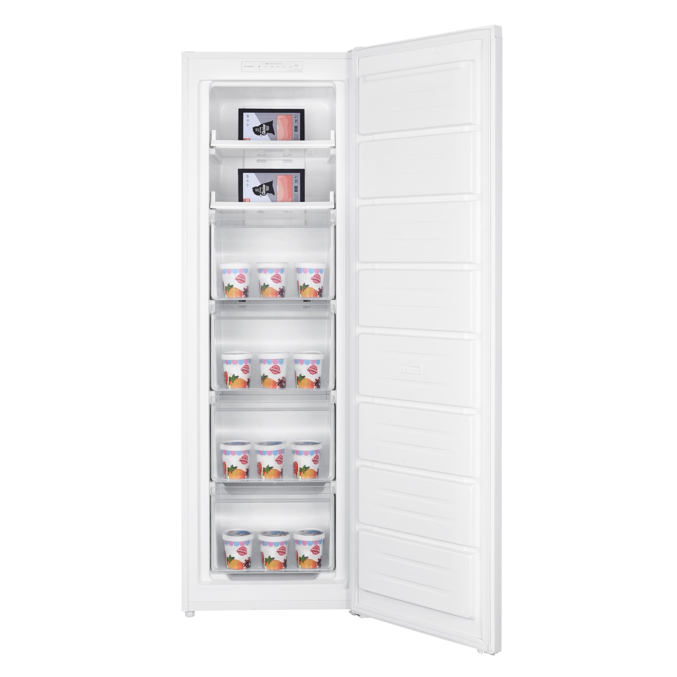 Teknix TFF1715W Freestanding Tall Freezer - Upright with 204L Capacity - Frost Free - Suitable for Outbuildings - Reversible Door - 6 Large Drawers - White, H171.0 x W55.0 x D60.0 (cm) — view 2