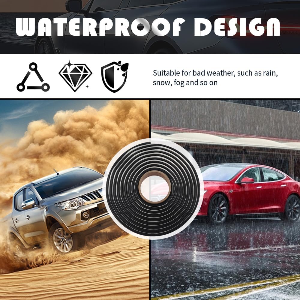 19.68Ft Car Butyl Sealant Tape,6mm Car Headlight Sealant Tape for Waterproofing and Sound Insulation,Elastic Cars Butyl Rope for Windshield/Door Cars Accessories