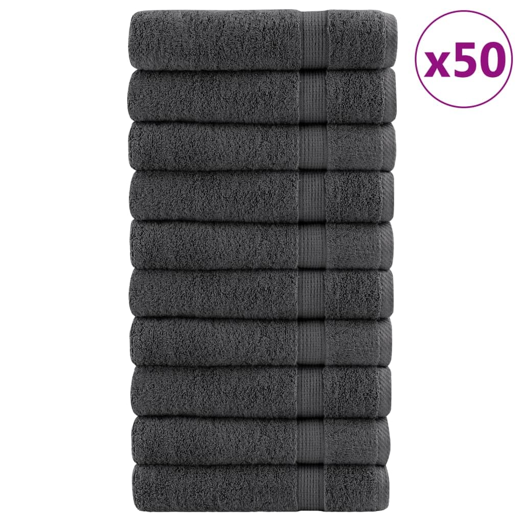 SOLUND - Juego de 50 toallas de mano (50 unidades, 100% algodón hilado en anillo, 50 x 100 cm, 600 g/m², absorbentes, con lazo, lavables a máquina para limpieza y tratamientos de belleza)