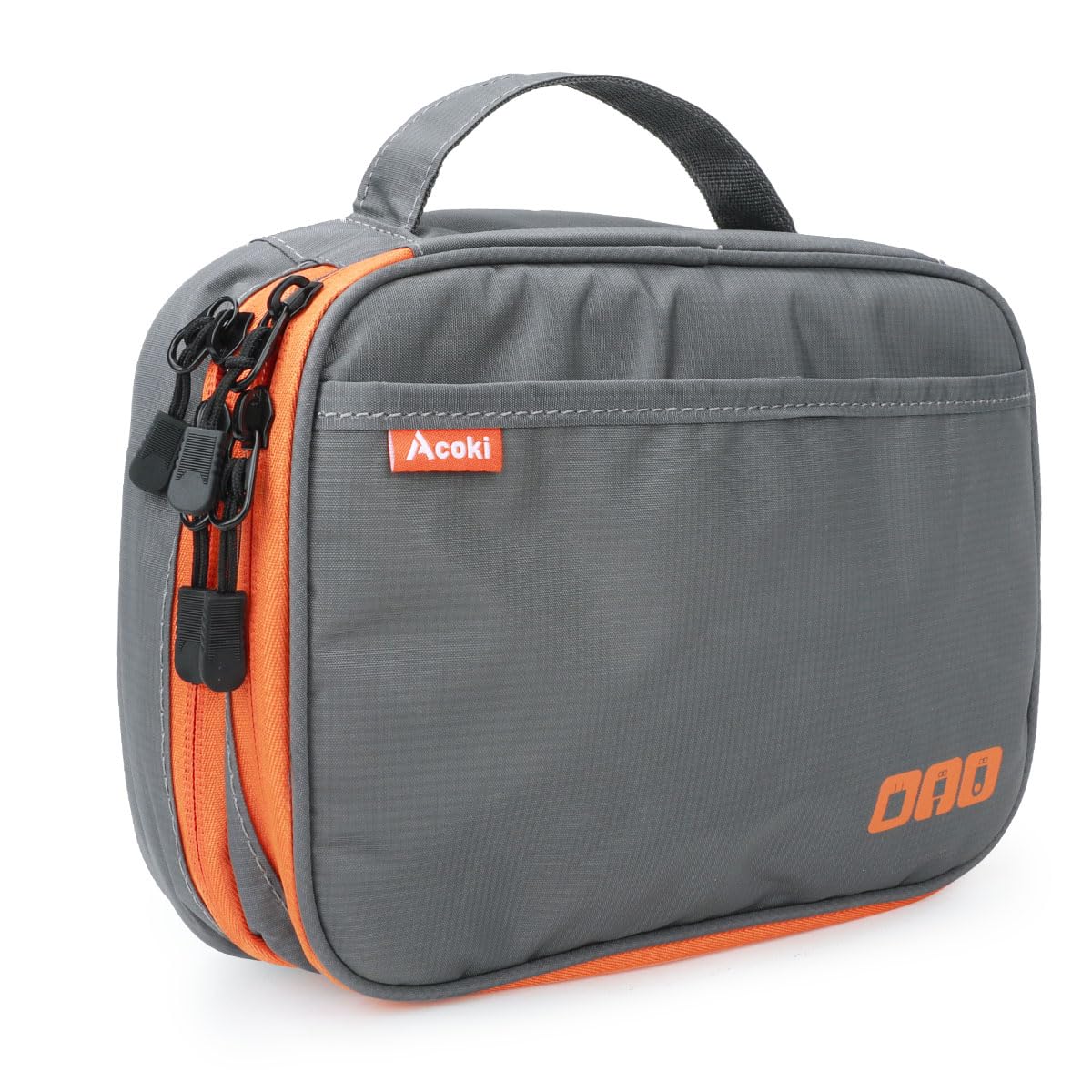 Acoki Travel Carry Bag, Double Layer Organizer, Portable Electronic Accessories Bag for Hard Drives, Cables, Kindle, iPad mini - Grey