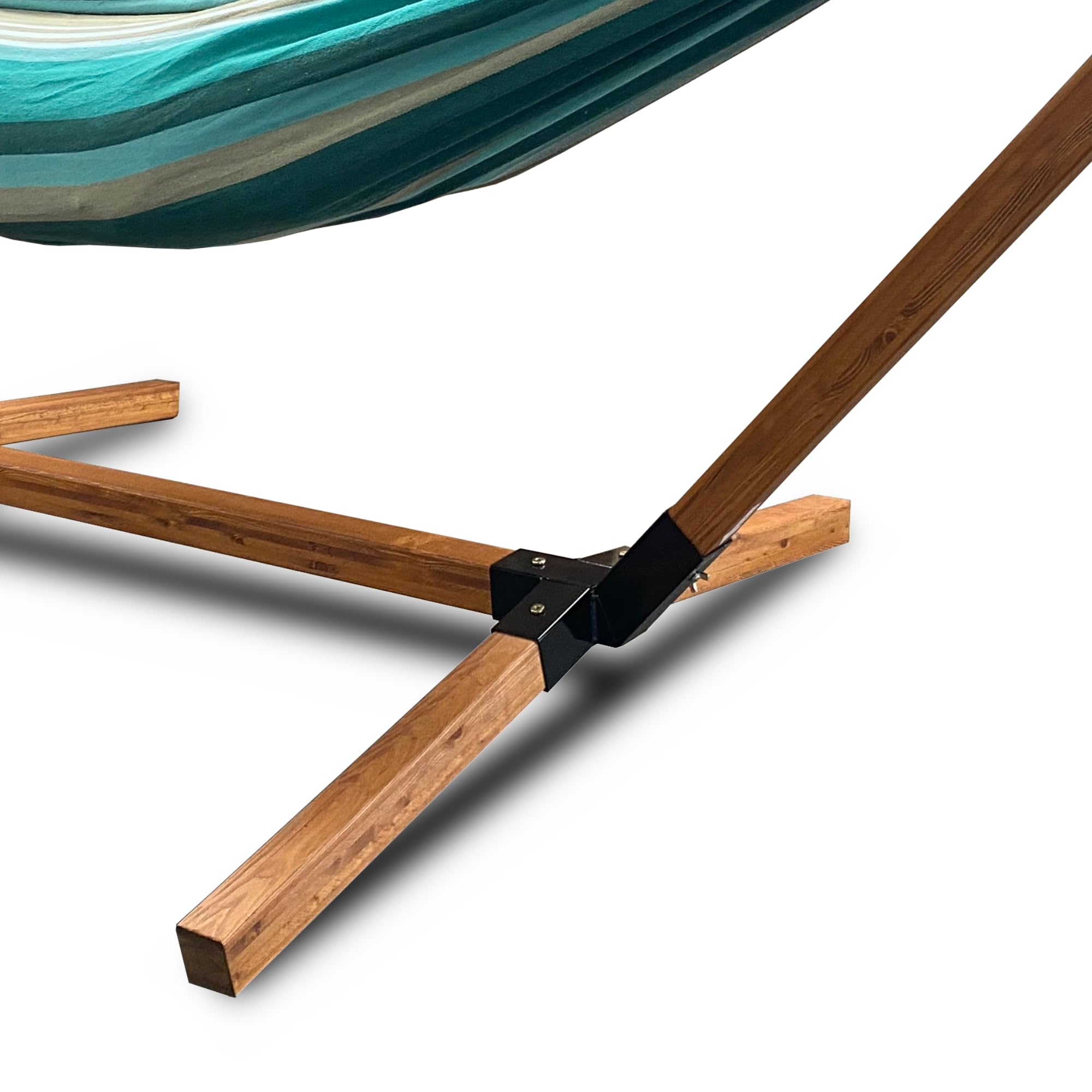 Hamaca con estructura – Tumbona de jardín con soporte de madera – 150 kg de carga – 270 x 100 x 95 cm