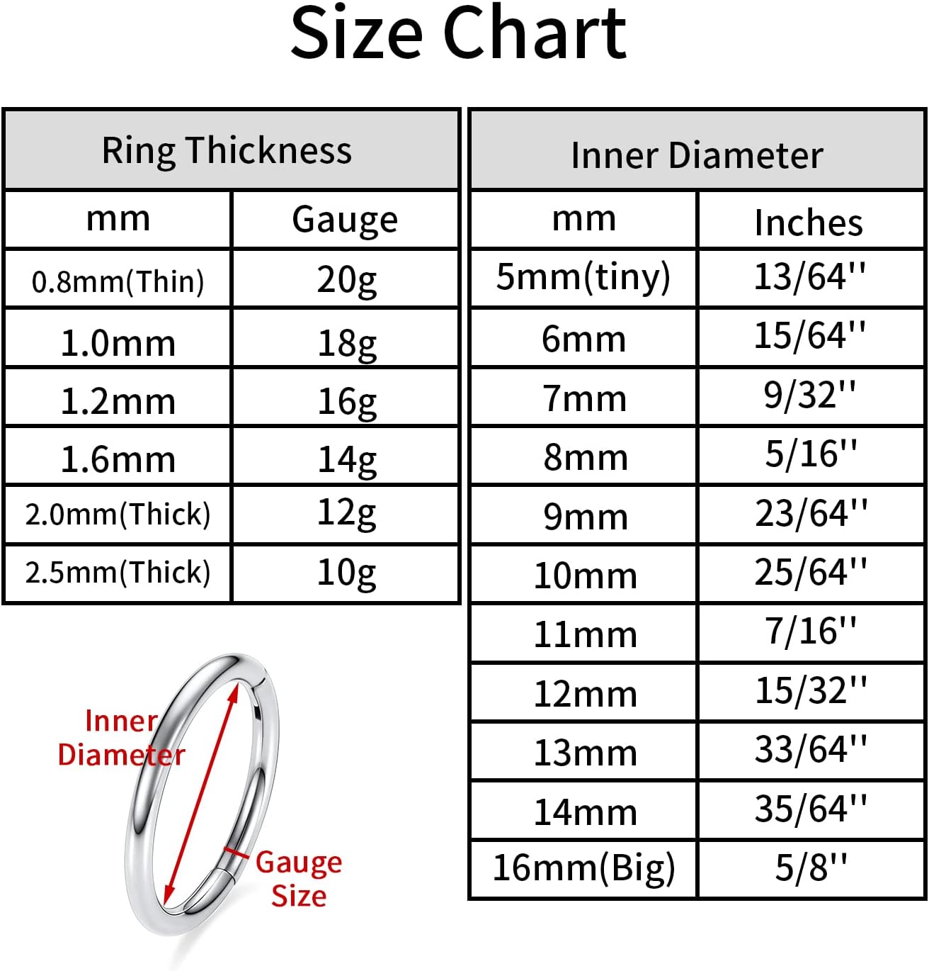 AROWRO セプタムクリッカー 316L サージカルスチール オパール ヒンジ付きセグメントリング フープ 16G 6-12mm