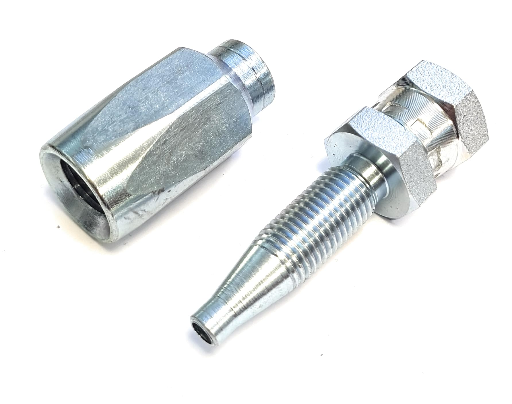 Delta-P Women's Silver Reusable Bsp Straight Hydraulic Hose Fitting With Ferrule – Bspp Swivel Insert – Zinc Plated Steel – Suitable For 2Sn R2at 2 Wire Hose (1/2" Bsp)