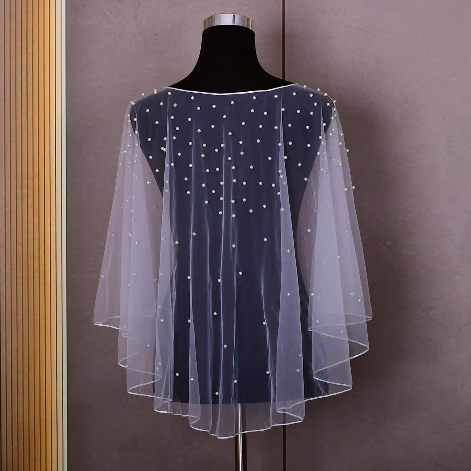 Womens Soft Tulle Bridal Scarf Evening Shawl Wedding Wraps Pearl - Image 4