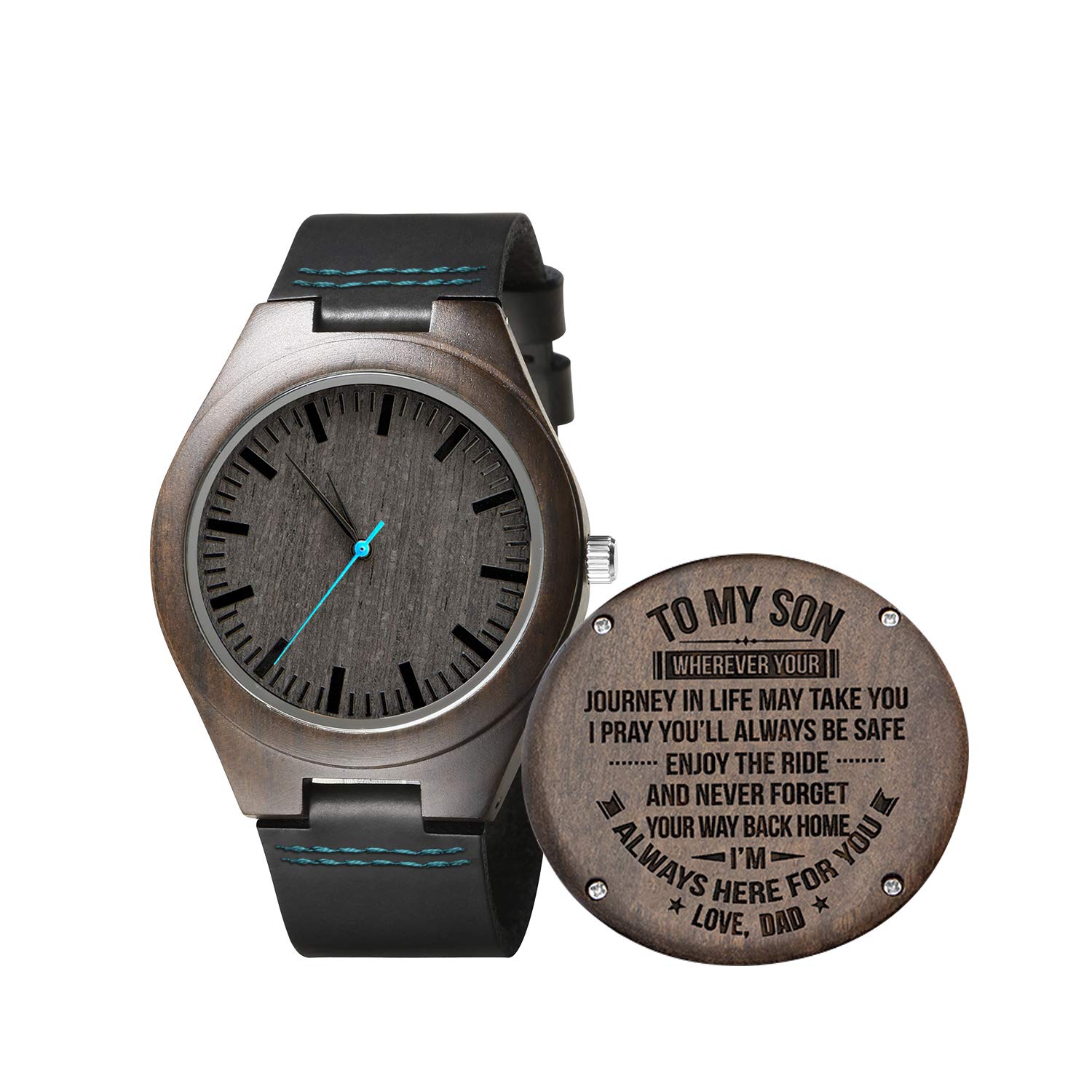 Engraved Wooden Watches Personalized Gifts for Son, Father，Lover's Birthday,Anniversary Day,Groomsman Gift,with Wood Box