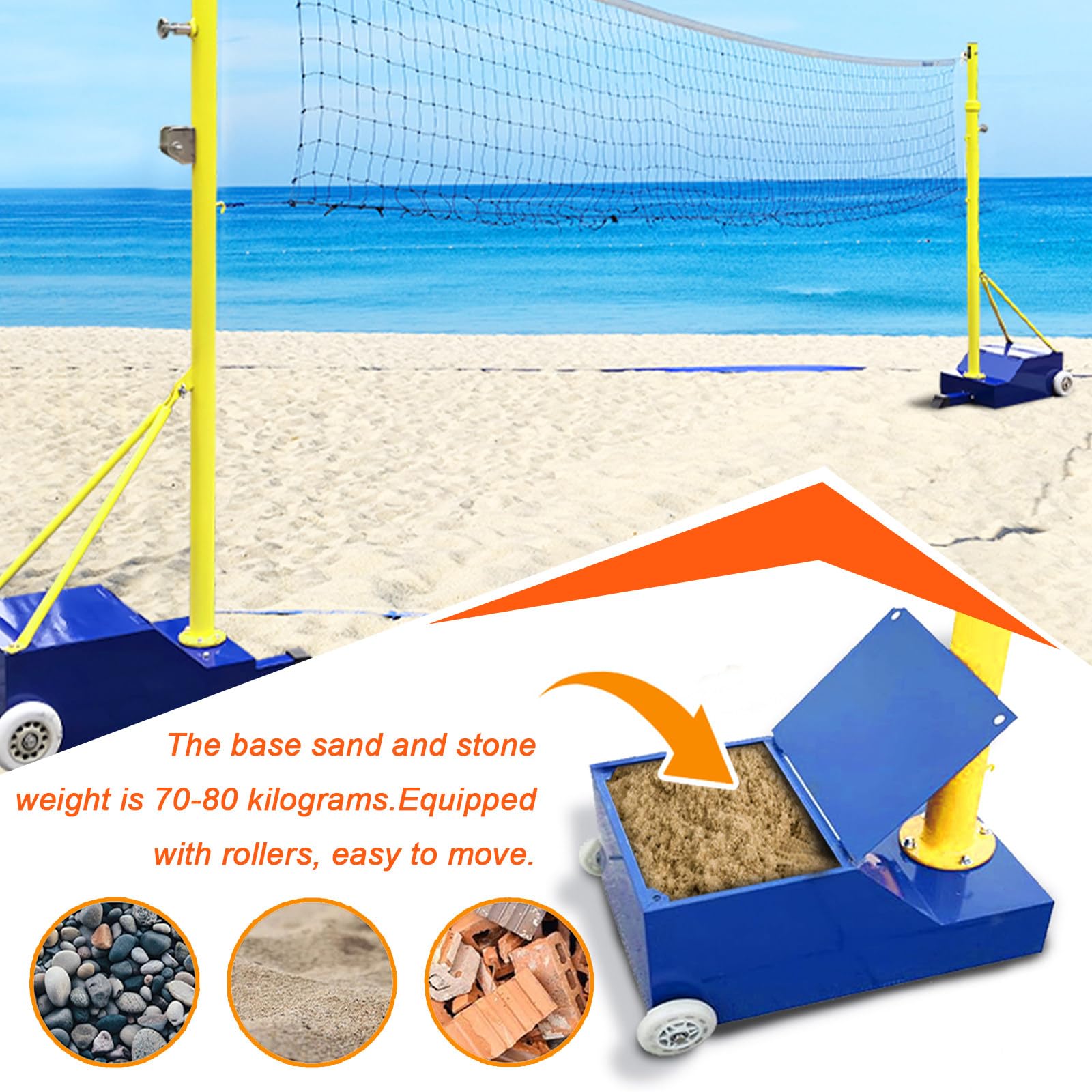 Rete da badminton e pallavolo, altezza regolabile 1,5-2,1 m, rete portatile autoportante per sport indoor o outdoor, ideale per attività in giardino o in spiaggia