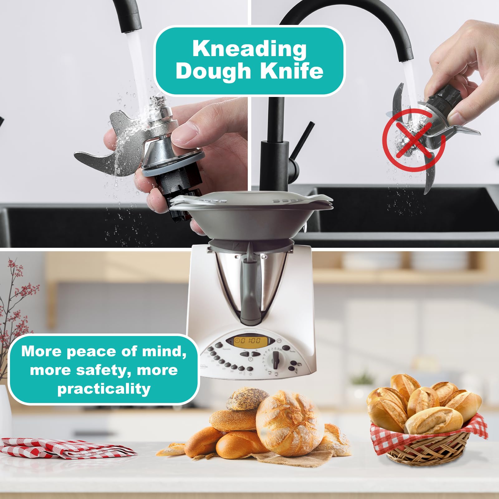 Tête De Lame De Pâte En Acier Inoxydable Pour Robot Culinaire Vorwerk Thermomix Tm31 Pieces De Rechange~p139349784