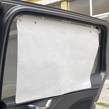 Auto Sunshade Curtain Side Glass Anti-Sun Fly Preventive Mother Baby Breastfeeding Curtain-2 Pieces White
