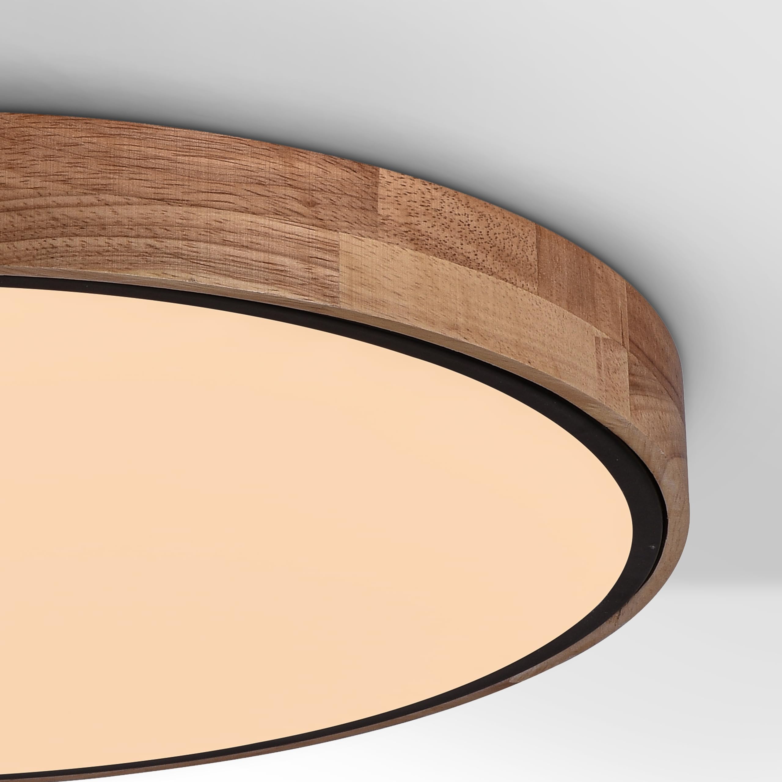 wonderlamp - Plafón de techo Smart de Madera 70 W LED Mol, 3000-4000-6000K, Intensidad Regulable, Luz nocturna, Mando incluido, Negro