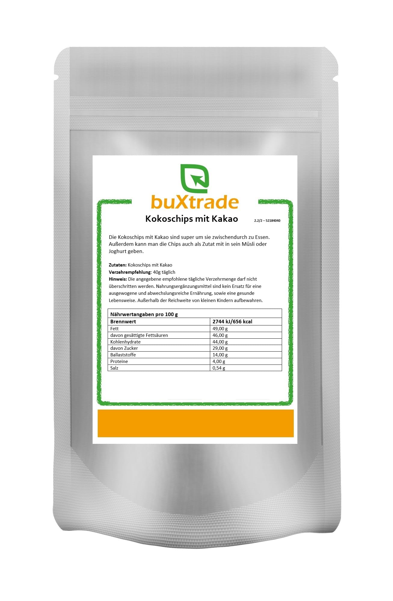 10x 1 kg Kokoschips mit Kakao | Kokos | Kakao | Kokoschips | Buxtrade