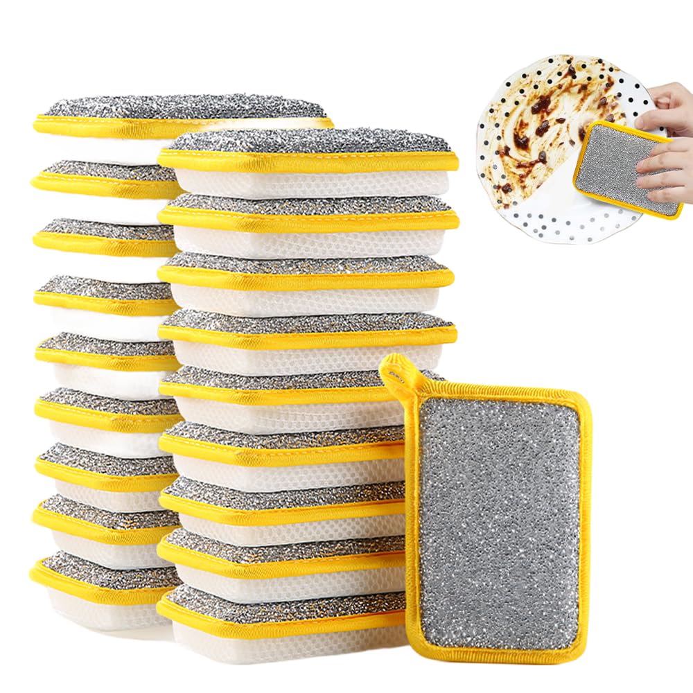 Géneric 20Pcs Washing Up Sponge, Double Sided Kitchen Dishcloth, Multi-Purpose Absorbent Sponge, Bowl Dish Cleaning Pad Scrubber,Kitchen Dishwashing Cleaning Tool (20Pcs)