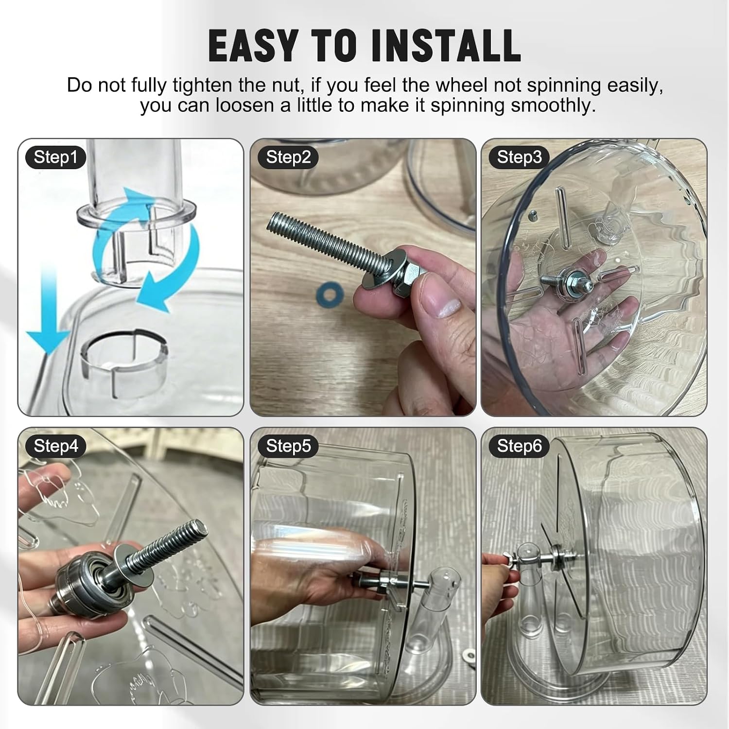 Hamster Wheel,Hamster Cage Accessories,Silent Exercise Wheels,Easy Install,Transparent Hamster Platform(9.45inch)