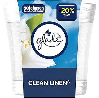 Glade Scented Candle, Clean Linen, 1-Wick Candle, Air Freshener Infused with Essential Oils for Home Fragrance, 1 Count