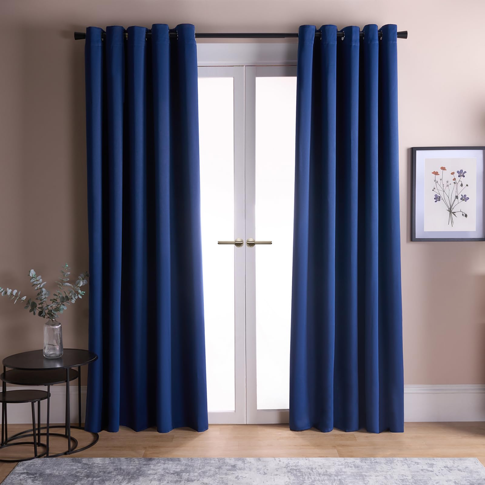 Dreamscene Blue Curtains for Living Room Bedroom, Thermal Blackout Curtains Decorative Summer Winter Curtain Soft Modern Insulated Curtain Set, 46x72”