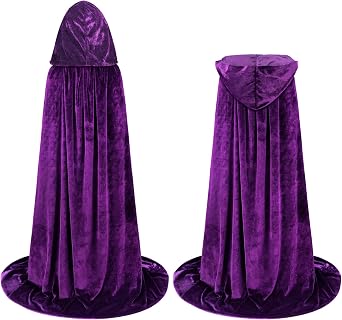 qikqik Hooded Cape Velvet Cloak with Hood Witch Cloak Halloween Costumes for Adults Cosplay Costume Vampire Cape Wizard Robe