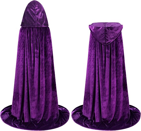 qikqik Hooded Cape Velvet Cloak with Hood Witch Cloak Halloween Costumes for Adults Cosplay Costume Vampire Cape Wizard Robe