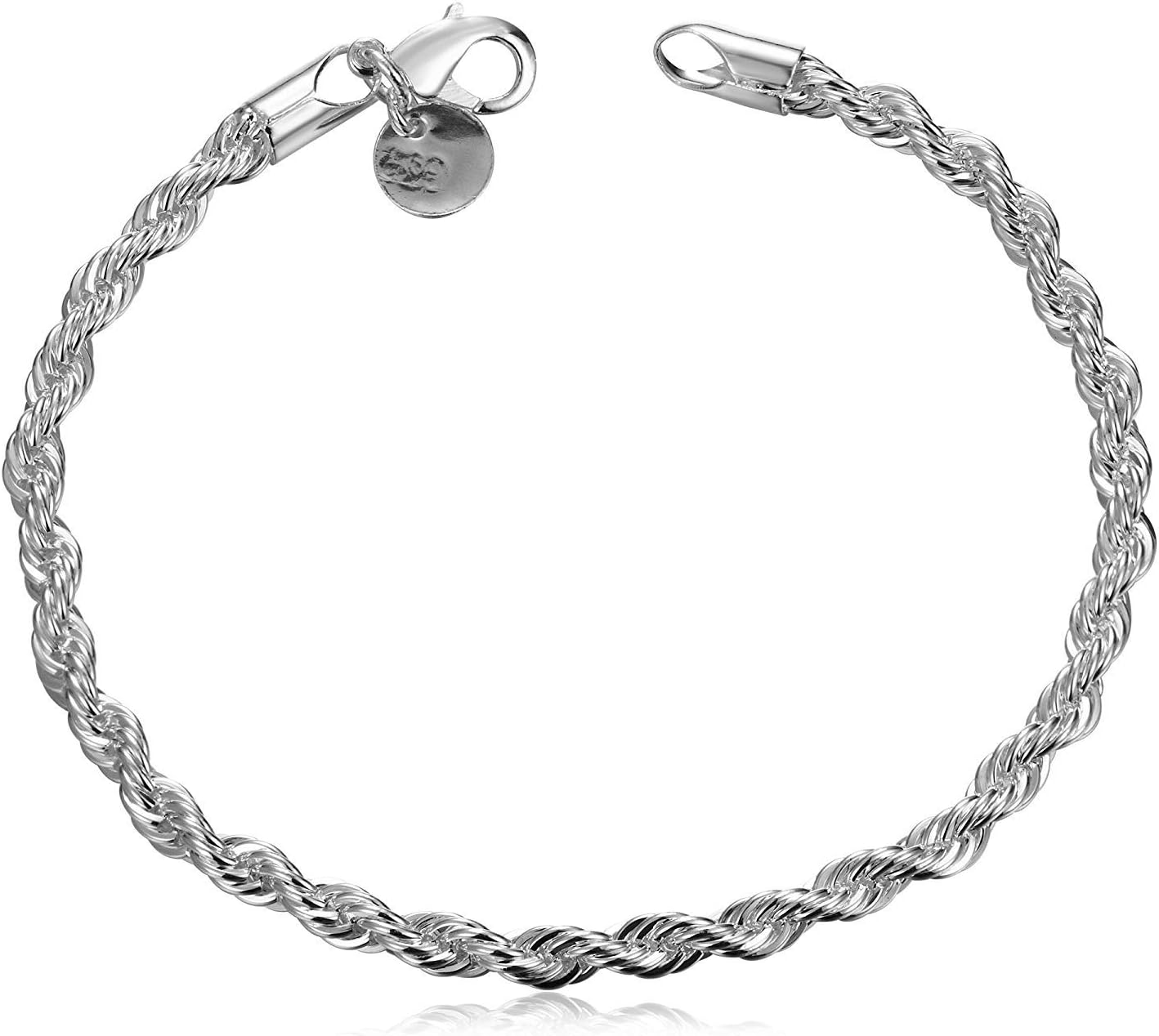 DUANMEINAD Italian Sterling Silver ThreeStrand Braided