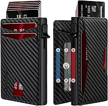 RUNBOX Slim Card Wallet for Men with ID Window – Minimalist RFID Wallet, Pop-Up Function, Ultra Thin Design, Metal Business Card Case Holds 8+ Cards, Gifts for Men, Men's Accessories