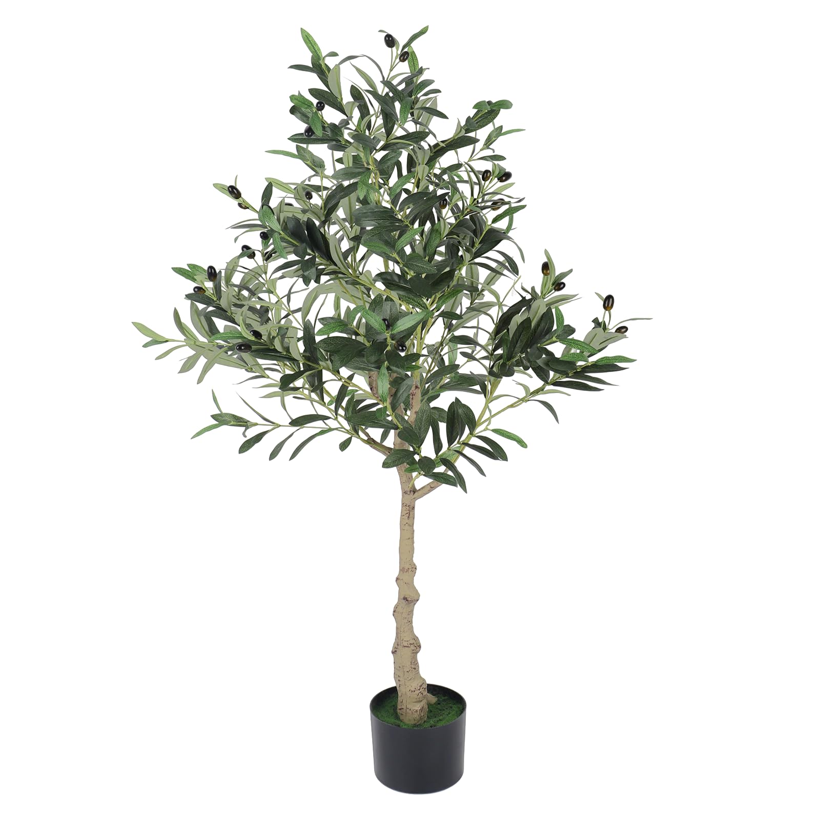 Dripex Árbol de olivo artificial de 120 cm, plantas artificiales grandes de olivo en maceta, decoración para casa, salón, dormitorio, oficina, jardín