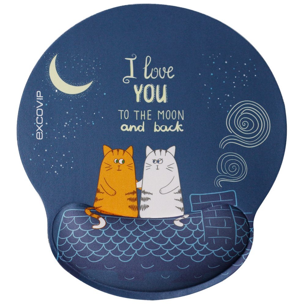 EXCO Ergonomic Mouse Pad with Gel Wrist Rest Support, Comfortable I Love You Mouse Pad for Computer, Laptop, Home, Office & Travel，Blue