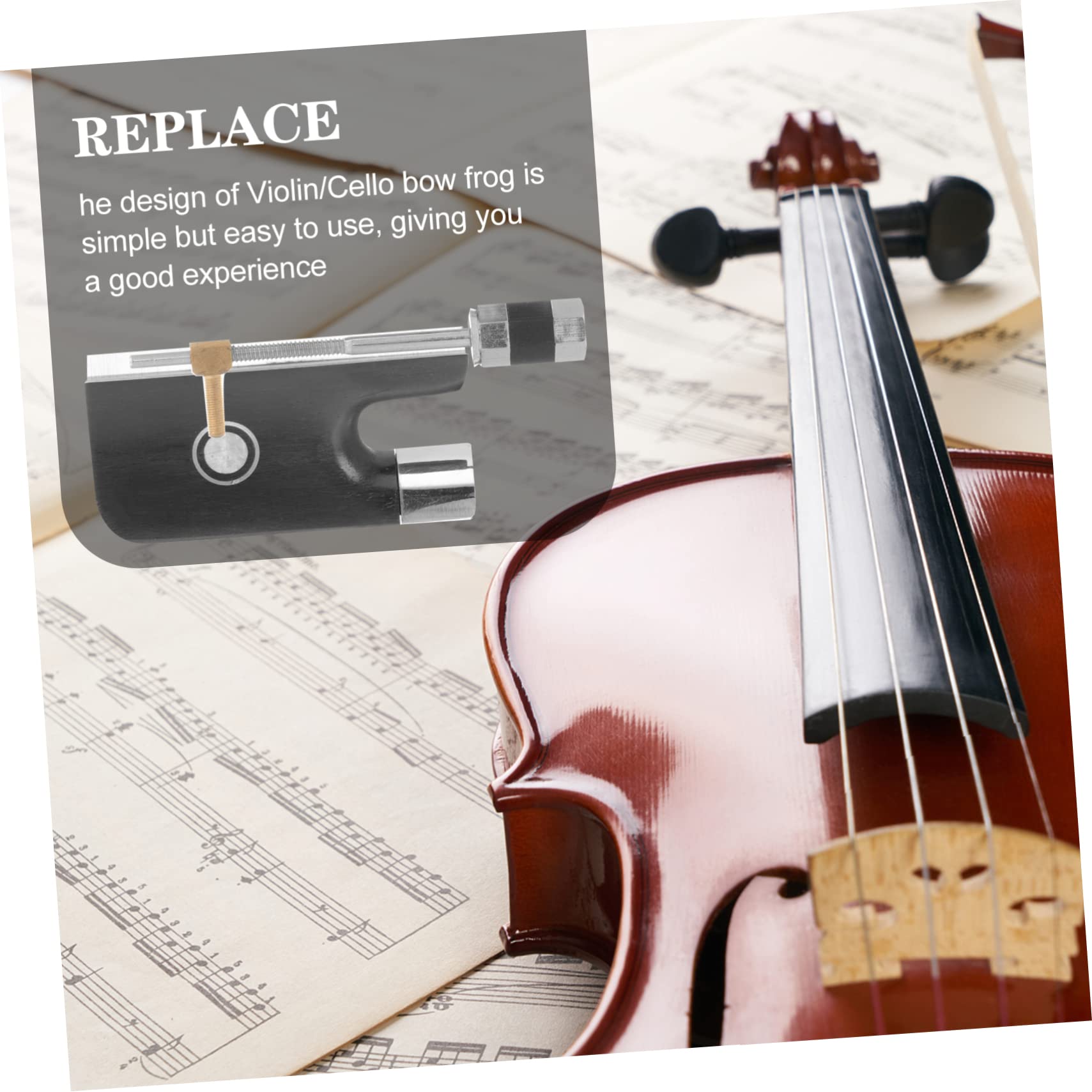 Toyvian 4 zestawy żaba łukowa do wiolonczeli, żaba, części instrumentów skrzypcowych, wygodna żaba na skrzypce, instrumenty muzyczne, skrzypce, metalowe, studenckie, muszla abalone, klips