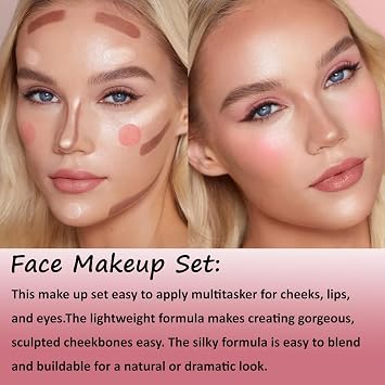 Liquid Highlighter Contour Blush Sticks Long-Lasting Waterproof Blush Makeup Natural Face Contouring Pen with Sponge Tip Buildable Contouring Bronzer Pack of 3