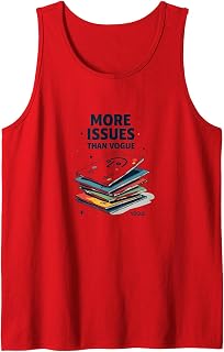 More Issues Than Vogue: Witty Magazine Stack Tank Top