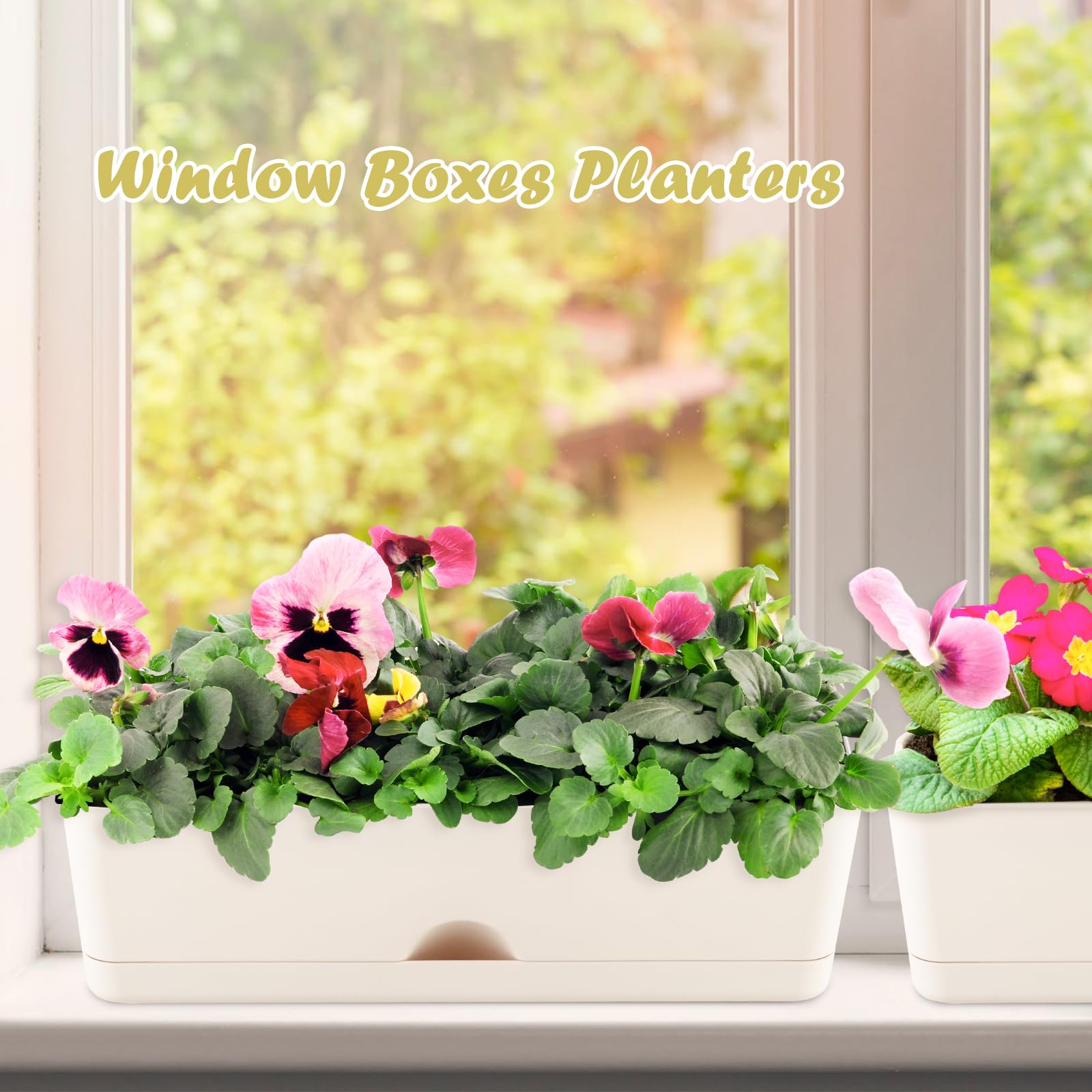 Blumenkästen Pflanzgefäße 40,6 cm Rechteckiger Pflanzkasten Rechteckige Pflanzgefäße für Außen- und Innenpflanzen Kunststoff Fensterbank Pflanzgefäß für Kräuter Gemüse Blumen Lange Fensterbank