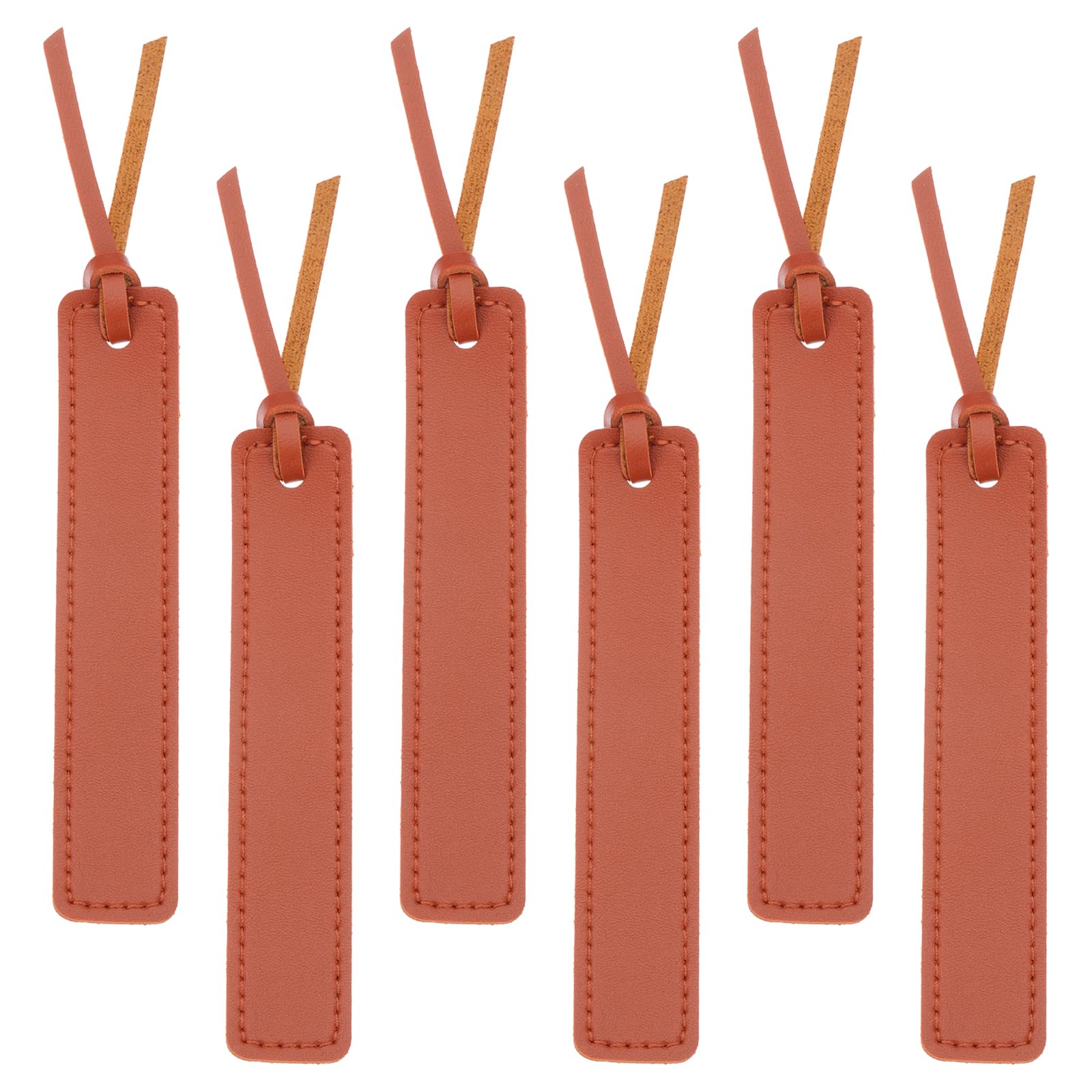 PATIKIL Leather Bookmarks, 6Pcs Rectangle Book Marks Page Markers for Book Reading Men Women Teacher Reader Book Lover Writers, Brown
