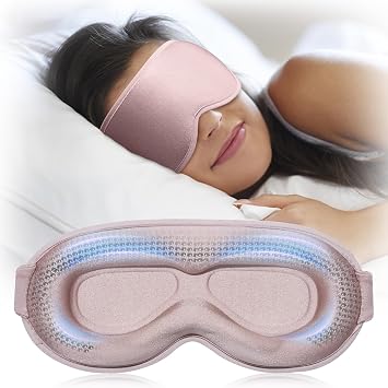 100% Blackout Sleep Mask for Women, Soft Silk-Feel 3D Contoured Eye Mask with Lash-Friendly Deep Eye Cups, Adjustable Weighted Sleep Mask for Travel Essentials, Night Shifts, Gift and Day Sleep, Pink
