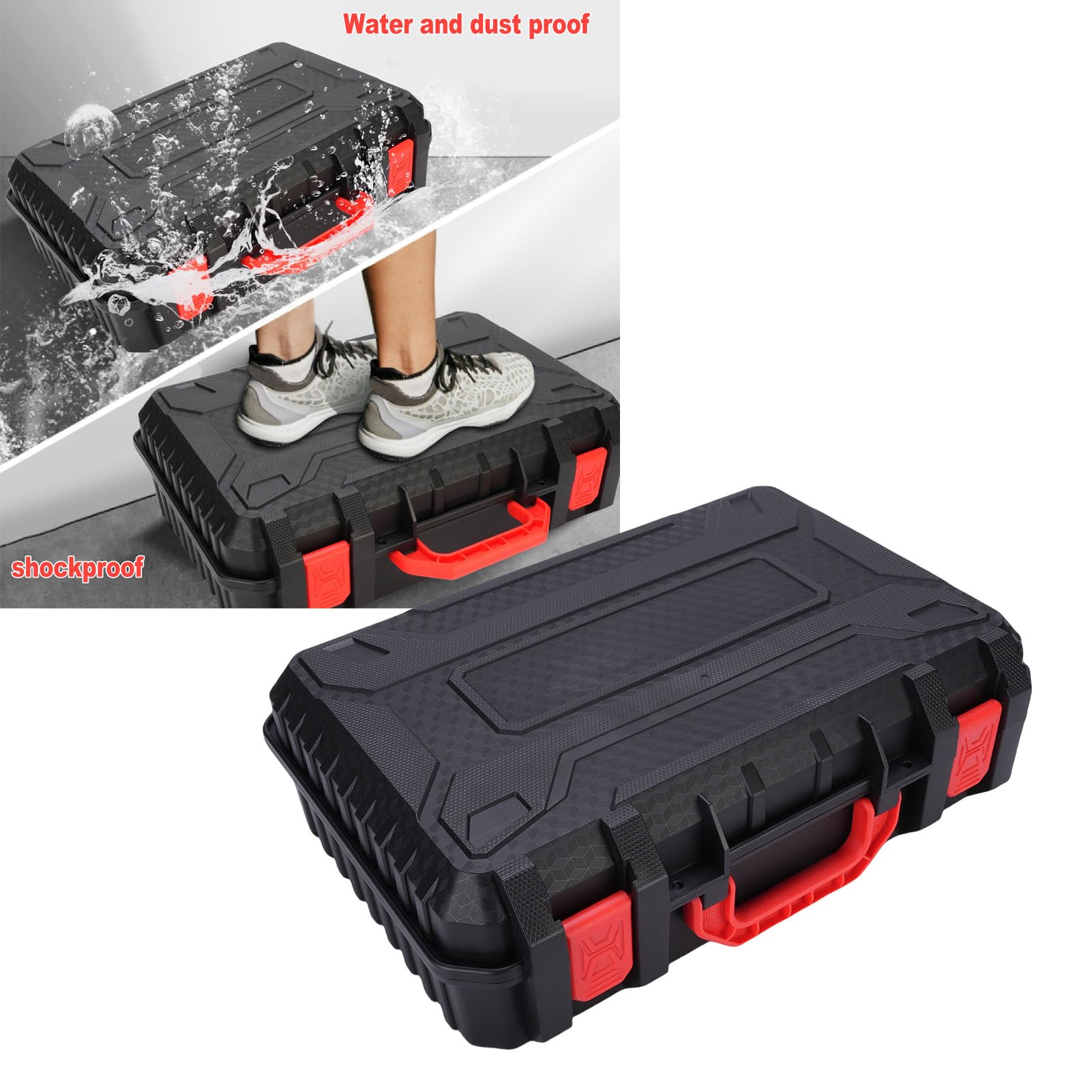 Hard Satellite Case, Protective Satellite Box Water Proof Storage for Wall Mounted Antenna Plugs DC Power Lines with 5m Car Charger Cord, EVA Foam Interior