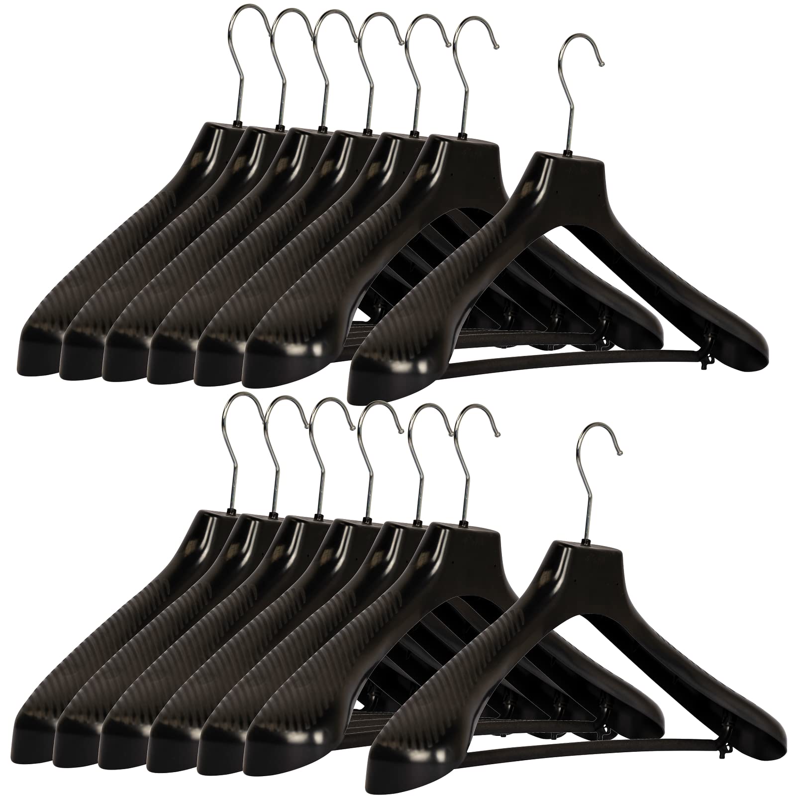 Intirilife cintres légers et Fins - Noir - 10 cintres Peu encombrants en Plastique avec Crochets pour Jupes et Pantalons - 36 x 1 x 15 cm- cintres pour vêtements, Costumes, Vestes