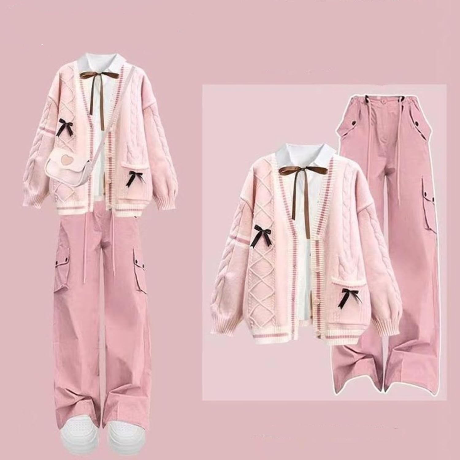 Xunger Women’s Kawaii Cardigan JK School Uniform Sweater Cute Long Sleeve Button Up Clothes With Pockets