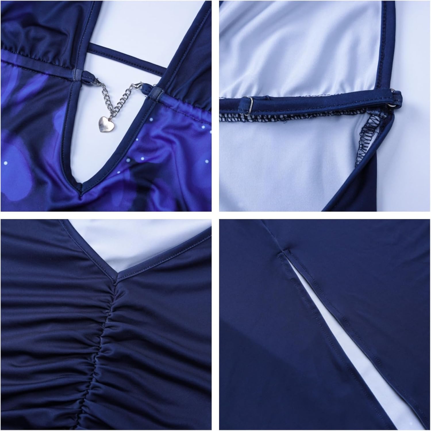 Fishtail Dress Halter Neck Maxi Dress with Slit Deep V Neck Backless Floral Print Bodycon Dress Club Night Outfit