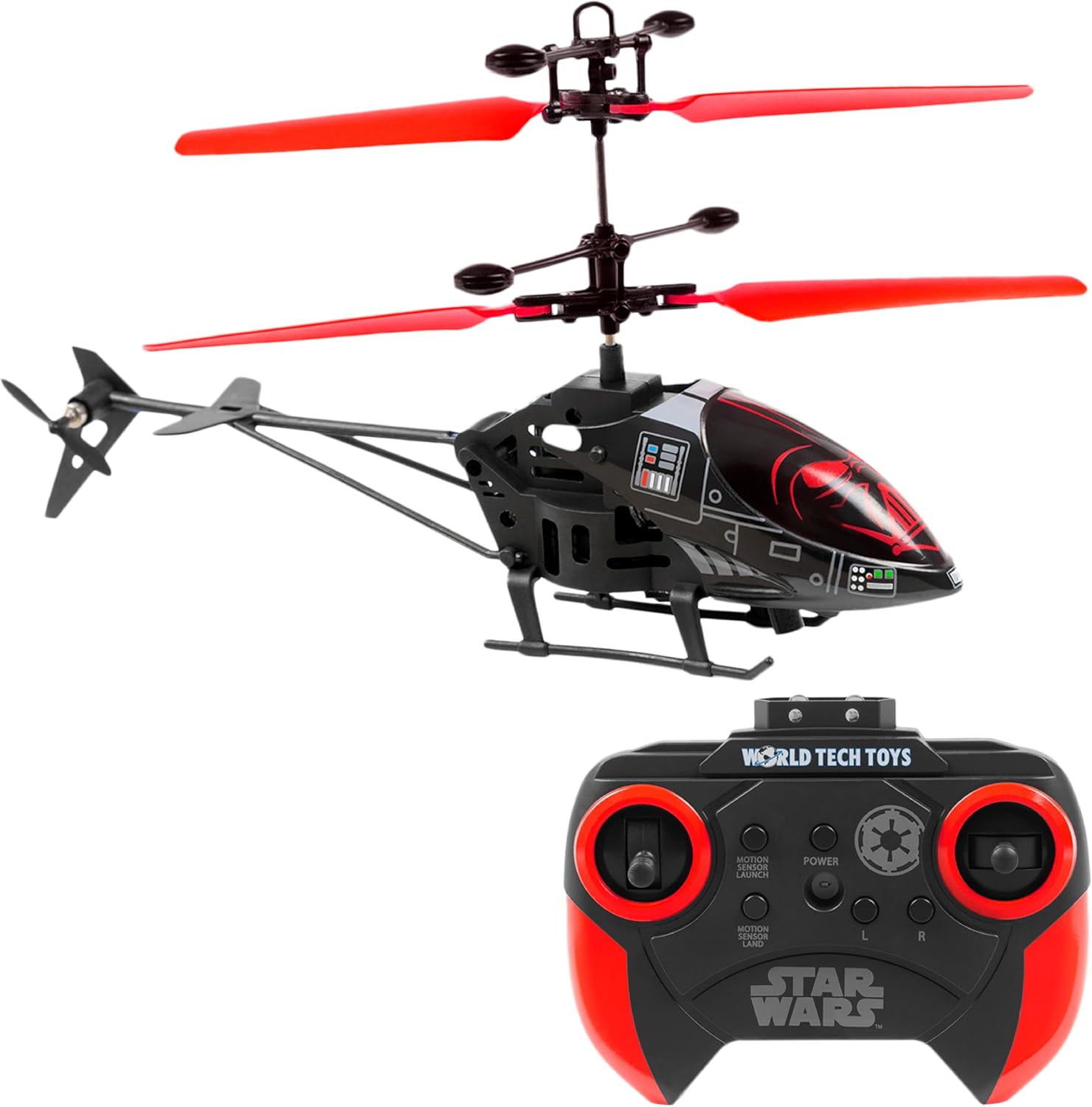 Star Wars Darth Vader RC Helicopter – Easy‑Fly Remote Control Helicopter with LED Lights, Durable Body, Coaxial & Rear Rotors – Kids 8+