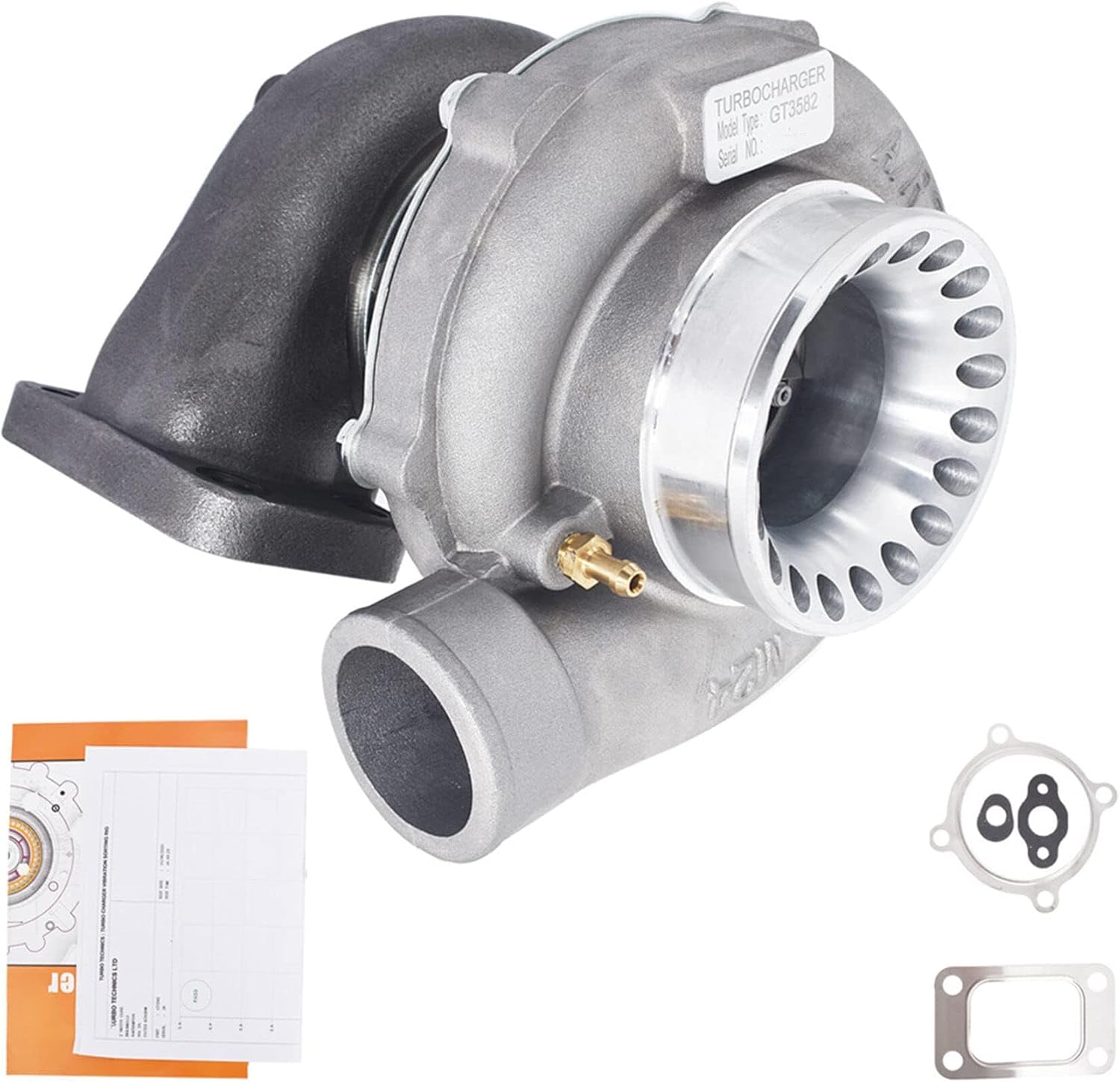 TurboCharger T3 4-Bolt AR.70/63 600HP Anti-Surge Compressor Replacement for 2.5L-6.0L Engines GT3582 GT35