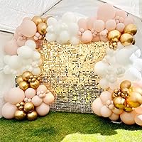 Vista 76 de 36 Panels Giltter Wall Backdrop Pink Shimmer Wall Backdrop for Party Wedding Birthday Engagement Bachelorette Parties Anniversary Decoration