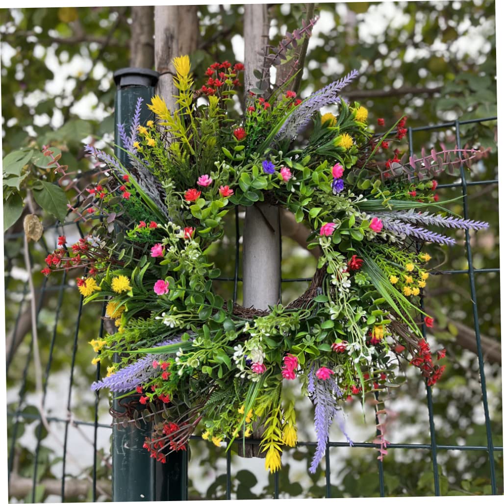 Wildblumenkranz, Haustürkränze für den Sommer, 39, 9 cm, künstlicher Wildblumenkranz, Aufhänger für Haustür, Blumengirlande, Dekorationen für Zuhause, Fenster, Wand, Hochzeit, Party, Sommer