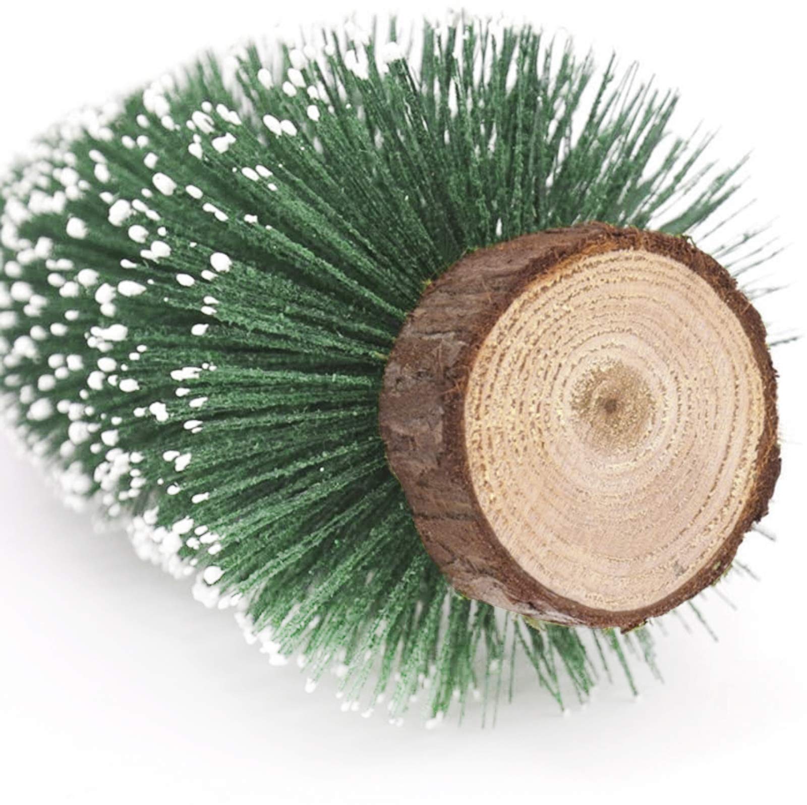 Lot de 2 mini sapins de Noël artificiels avec guirlande lumineuse LED - Décoration de table - Base en bois - Petit sapin pour la maison, le bureau, les vacances d'hiver