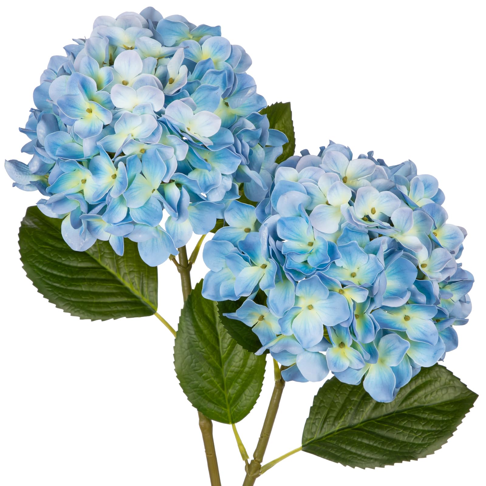 Briful Hydrangea Artificial Flowers Real Touch Hydrangea Flowers 24.8" Blue Fake Flowers Artificial Plants with Long Stem for Outdoor Garden Wedding
