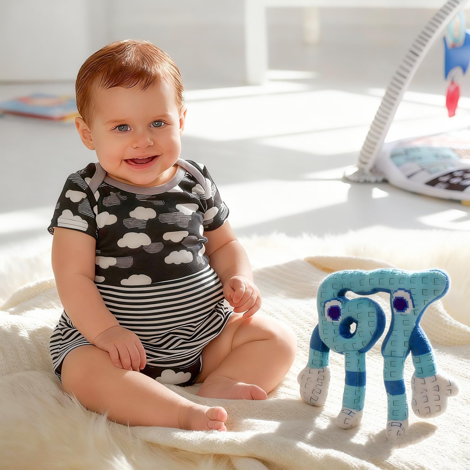 67 Plush Toy 10 Inches Soft Stuffed Number Character Inspired by Steal A Brainrot – Cute Blue Pixel-Style Plushie for Kids and Collectors (A-Number-67)