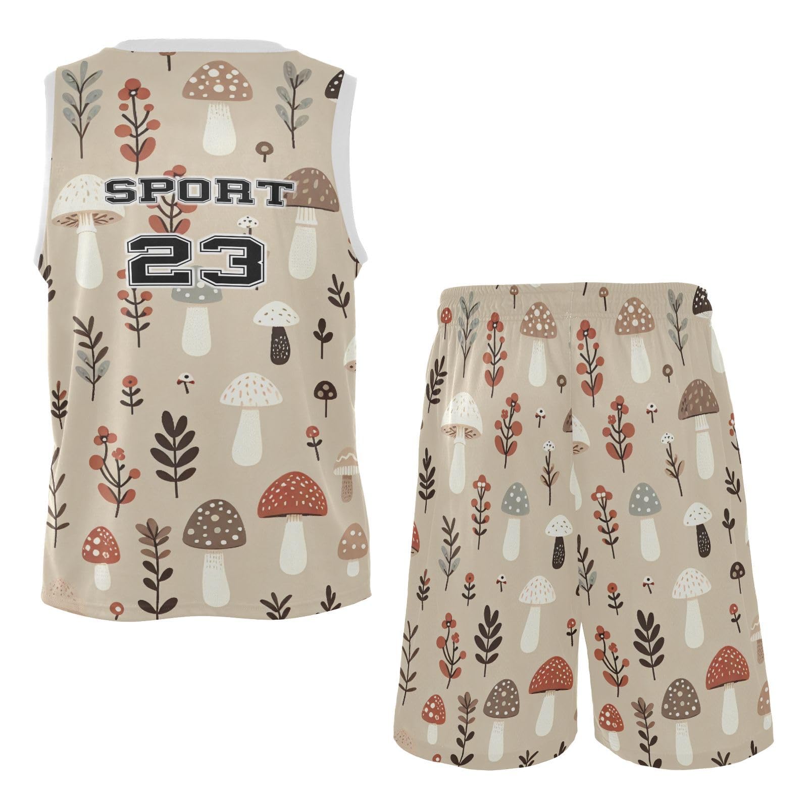 FLildon Mushrums and Leaf Boys Basketball Jersey Set Tank Top Shorts Tracksuit Sport Training Suit for Kids