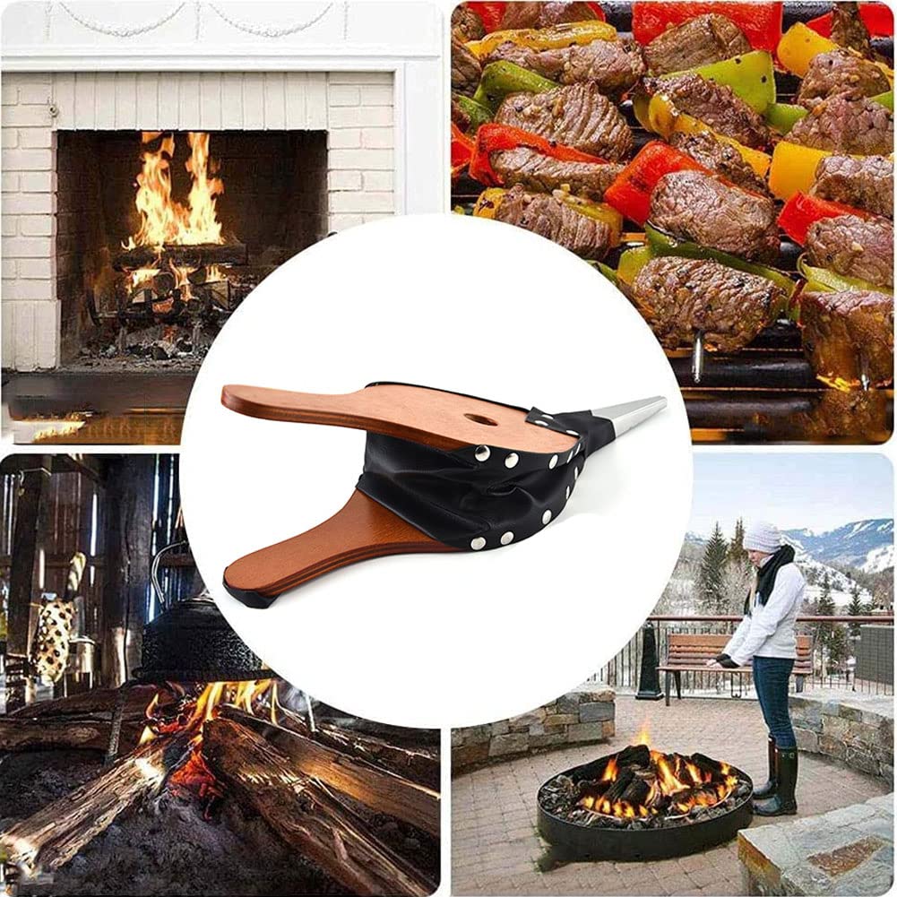 Attizzatoio Camino Tiiyee Soffietto Per Camino A Legna, Ventilatore Da Cucina Marrone Camino Da Esterno - Foto 8