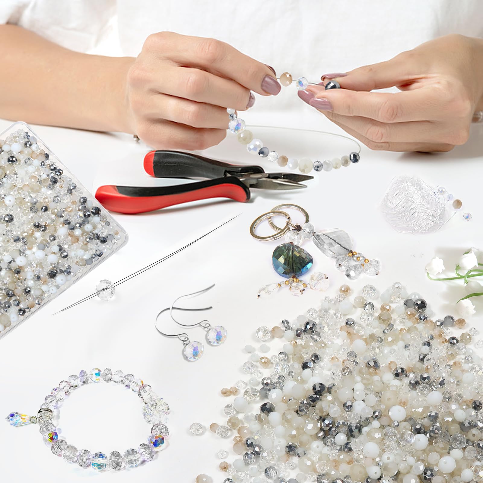 TOAOB 1000 stuks Glazen Kralen 4 mm 6 mm 8 mm Zwart Rond Losse Facet Tsjechische Kristallen Kralen voor Doe-het-zelf Sieraden Maken Armbanden Halskettingen Handwerk