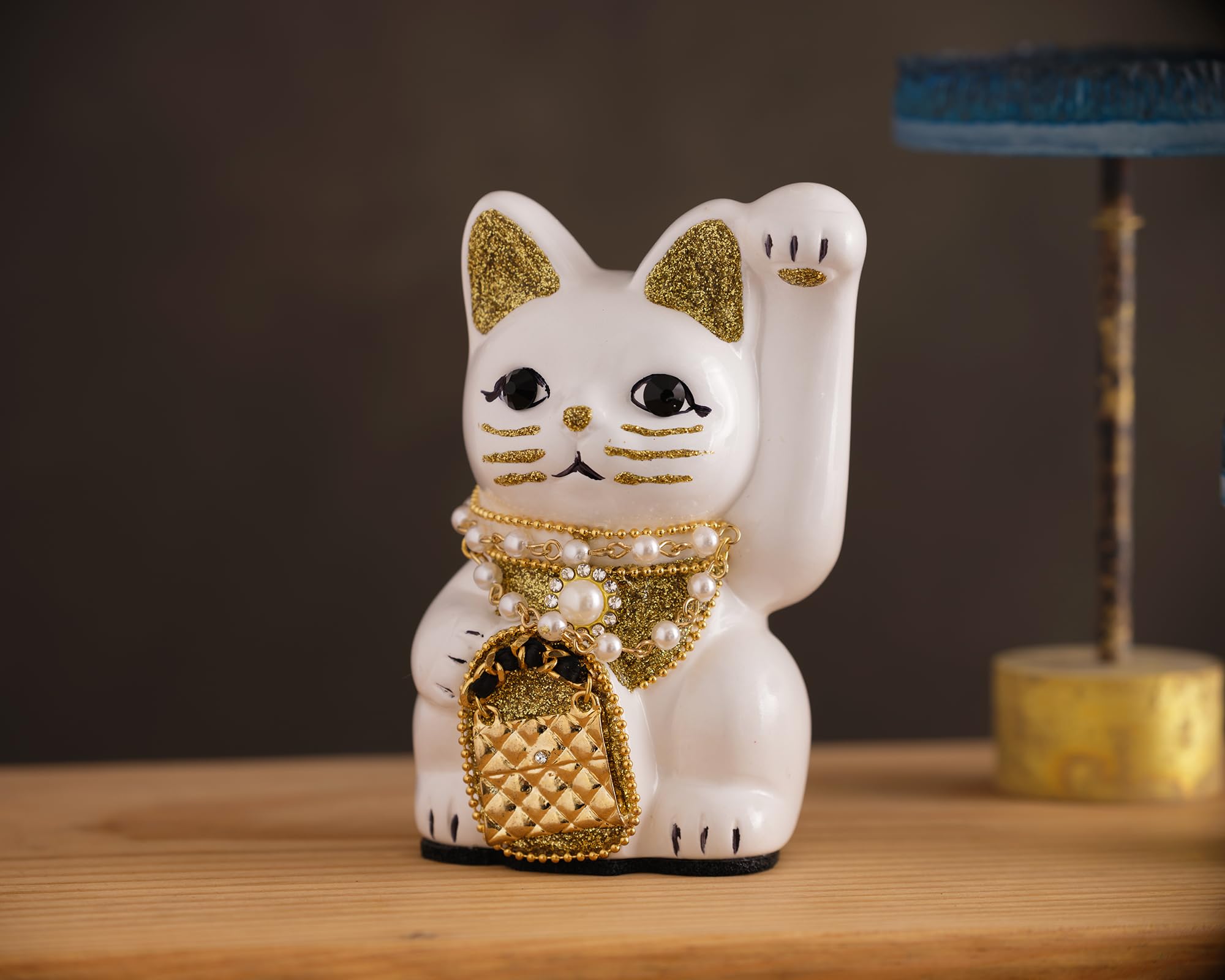 Amazon.co.jp: ご縁猫 ココニャネル(S-SIZE 白 White）左手あげ/陶器