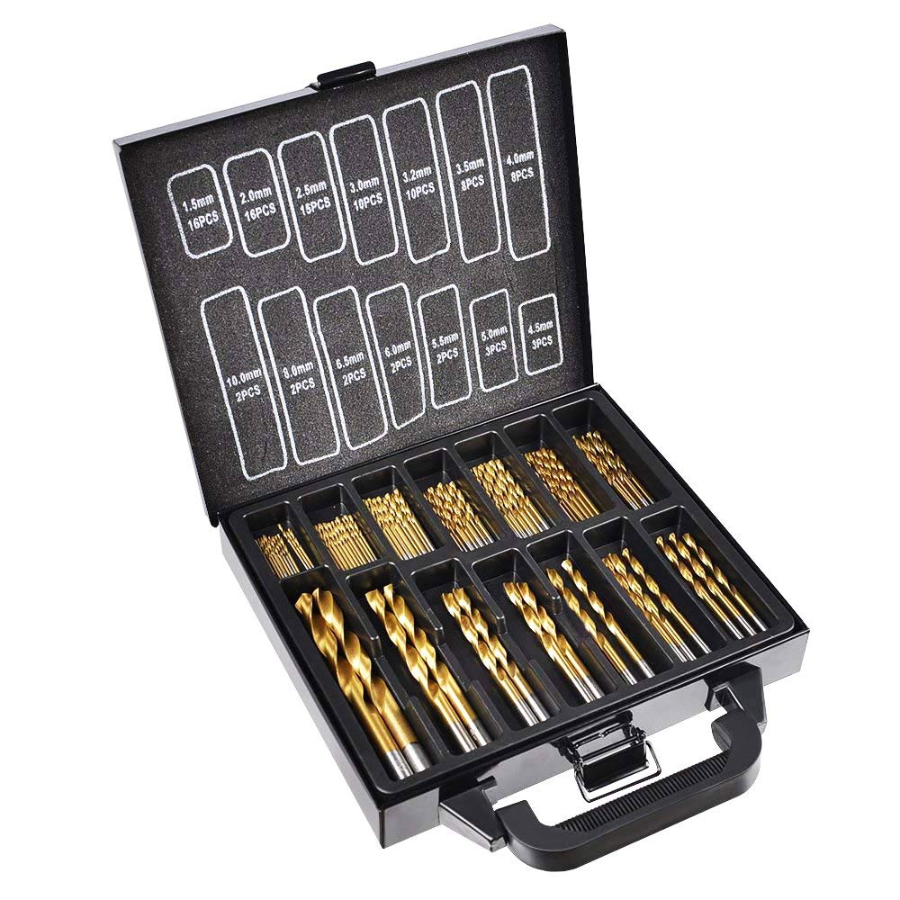 99Pcs Twist Drill Bits Set by Sellyoak, Titanium Coated Steel, High ...