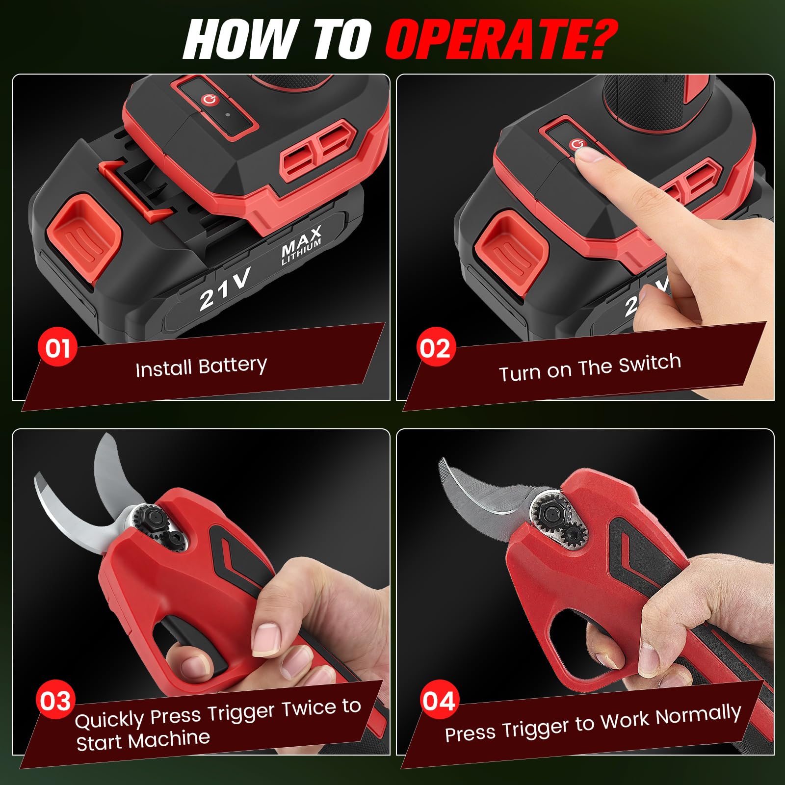 Sécateur électrique Compatible avec Les Batteries Makita 18 V, diamètre de Coupe Max. 30mm, sécateur sans balais avec écran LCD, pour Branches, arbustes, Troncs et Taille de la Vigne